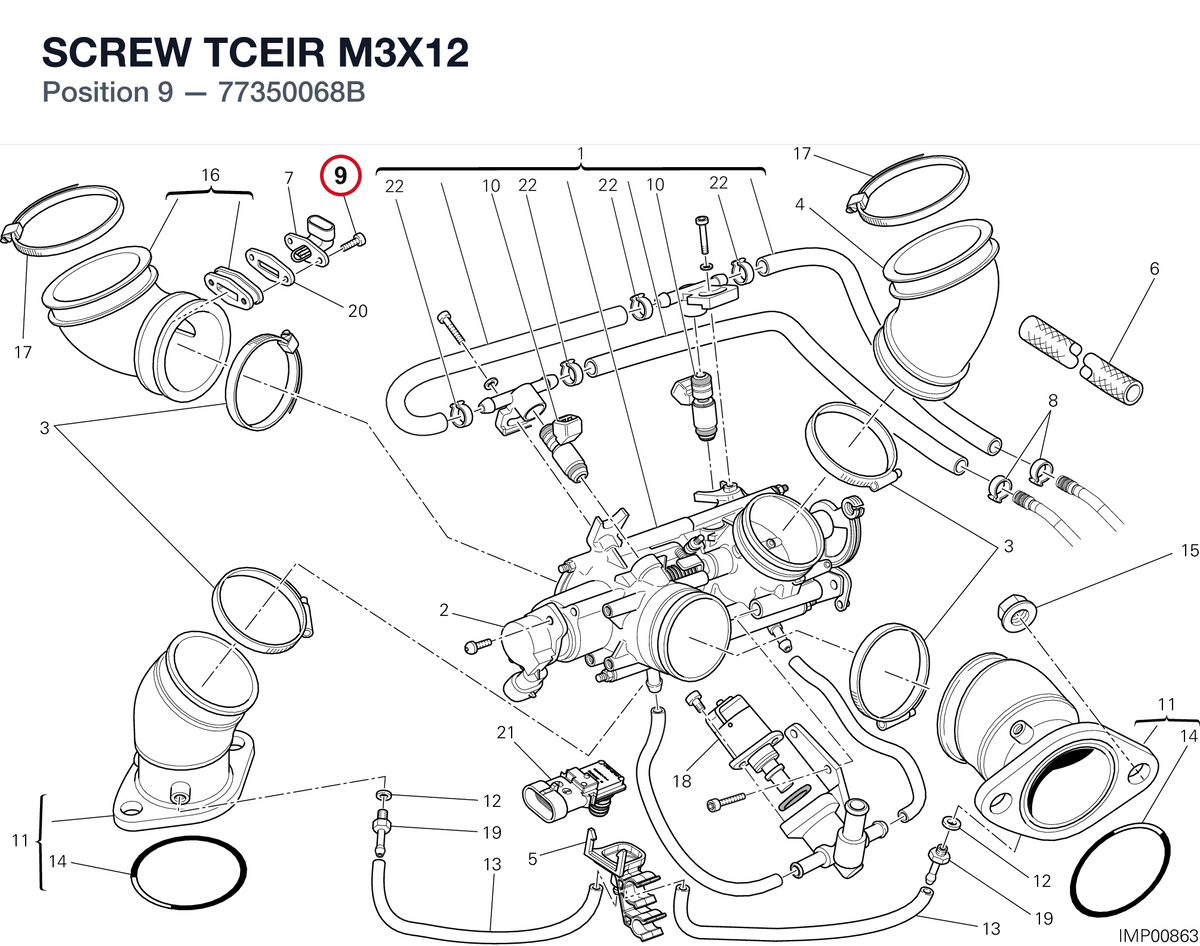 SCREW TCEIR M3X12 77350068B diagram position