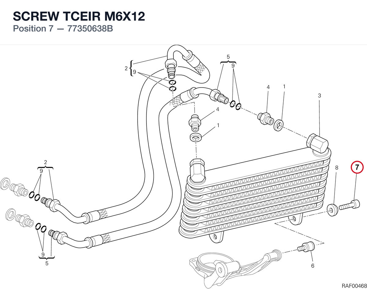 SCREW TCEIR M6X12 77350638B diagram position