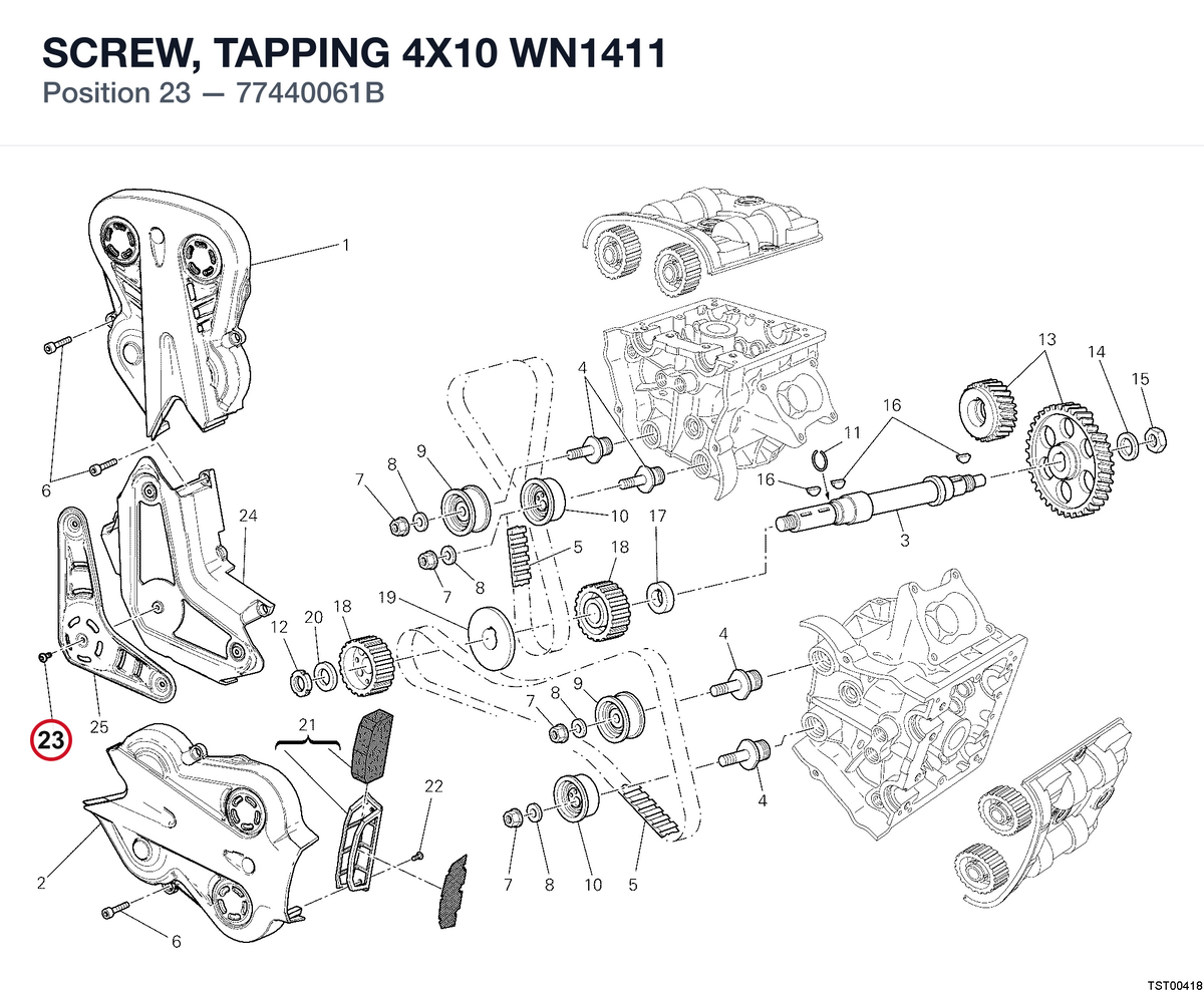 SCREW, TAPPING 4X10 WN1411 77440061B diagram position
