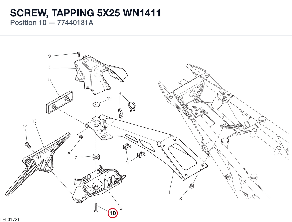SCREW, TAPPING 5X25 WN1411 77440131A diagram position