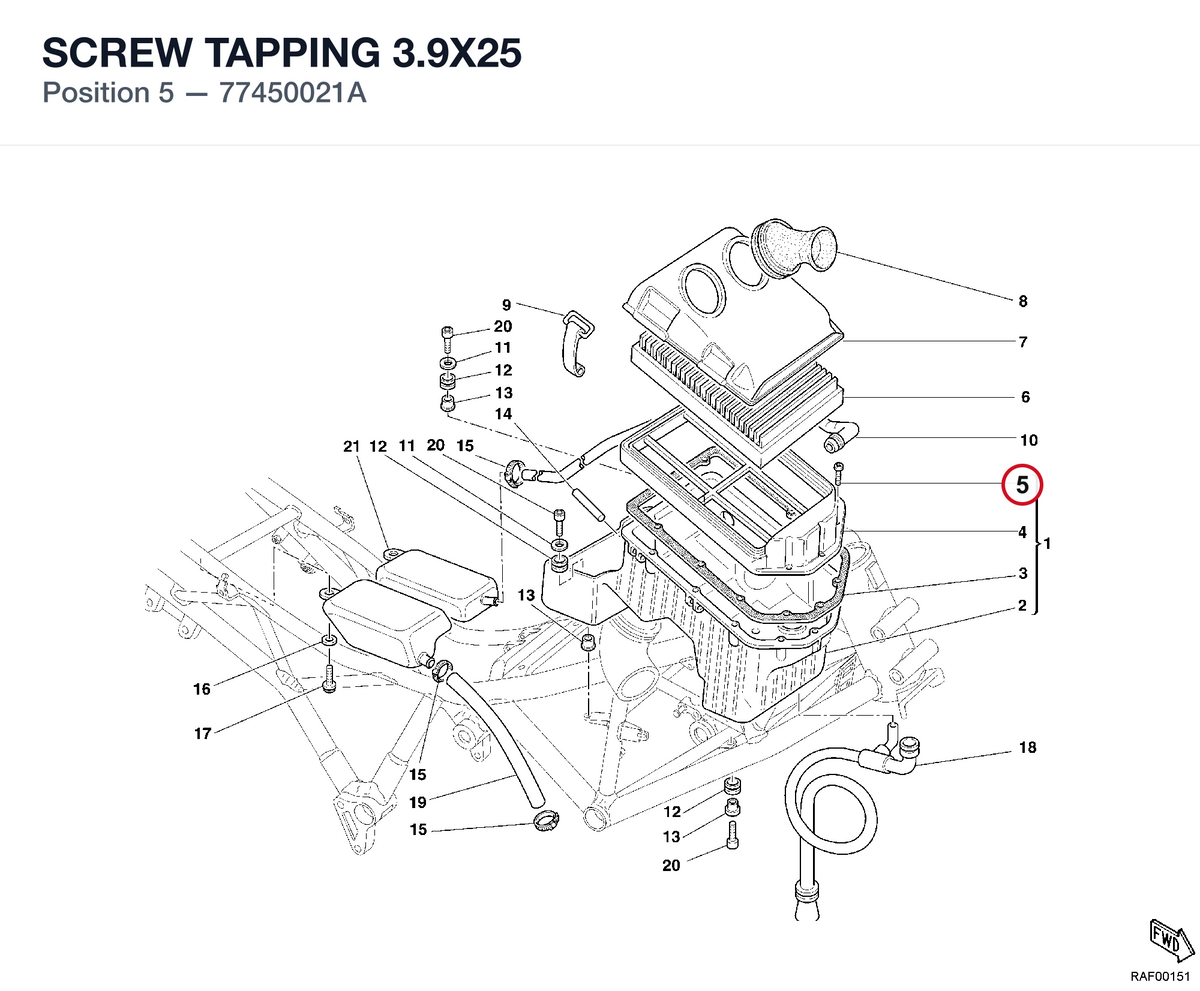SCREW TAPPING 3.9X25 77450021A diagram position