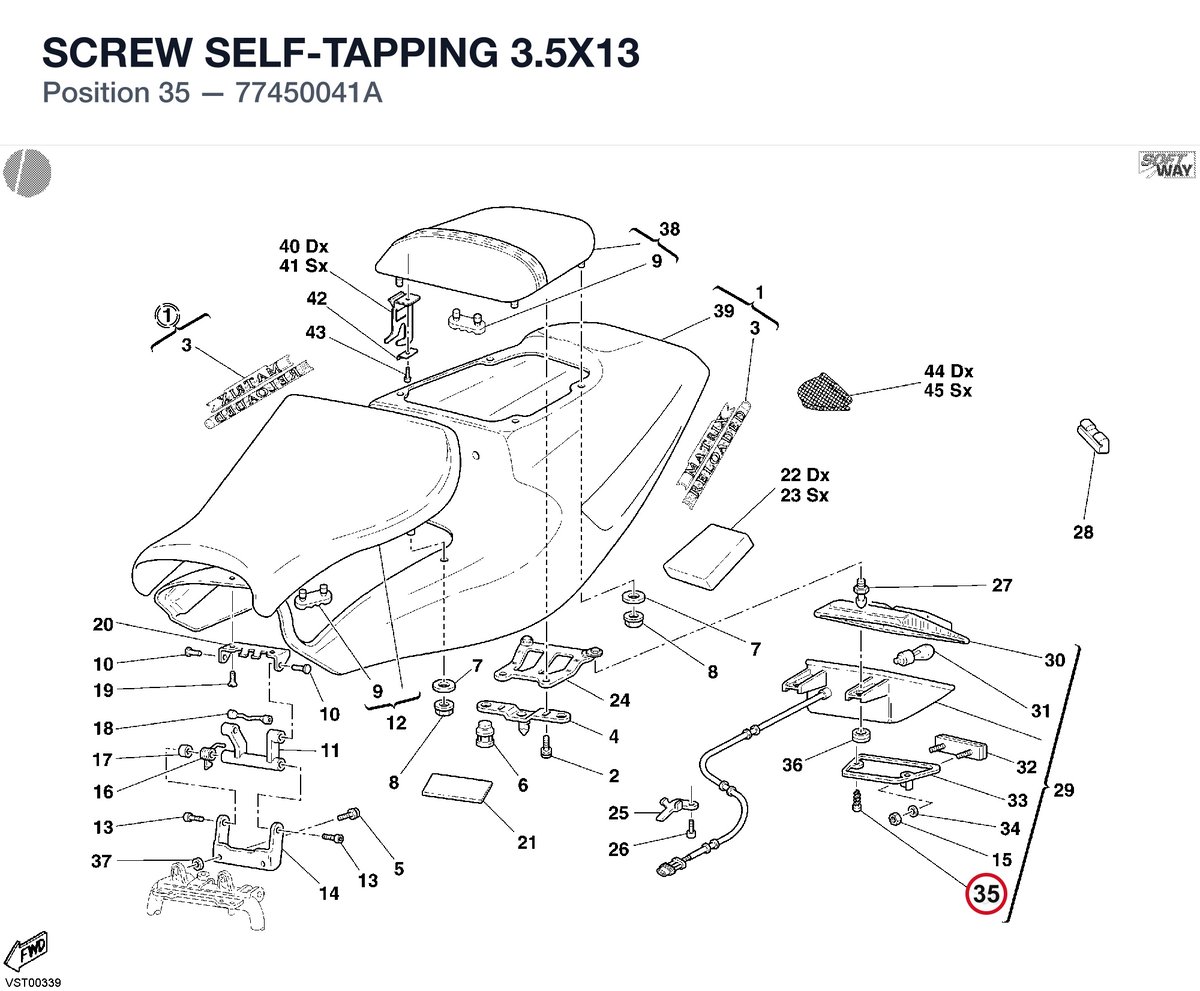 SCREW SELF-TAPPING 3.5X13 77450041A diagram position