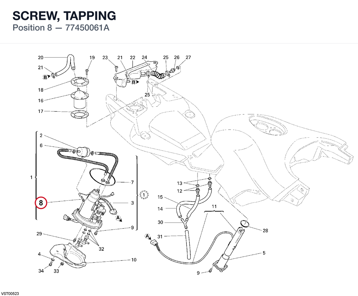 SCREW, TAPPING 77450061A diagram position