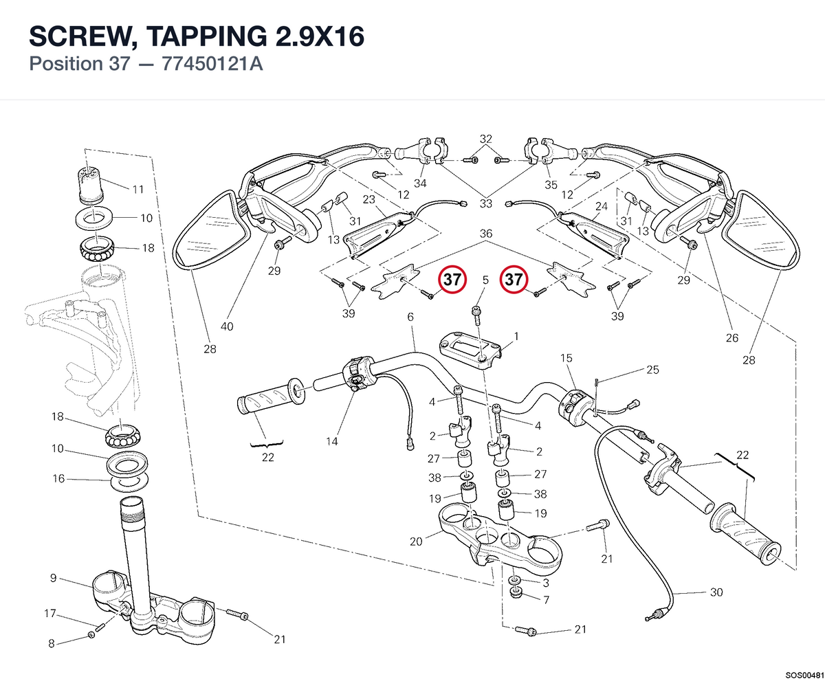SCREW, TAPPING 2.9X16 77450121A diagram position