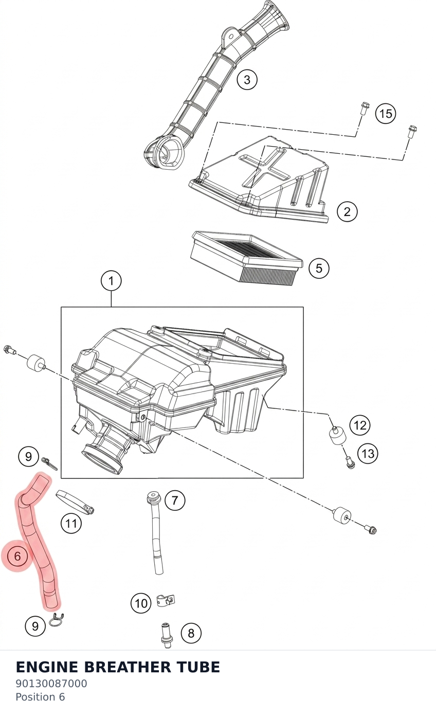 Diagram preview: ENGINE BREATHER TUBE (90130087000)