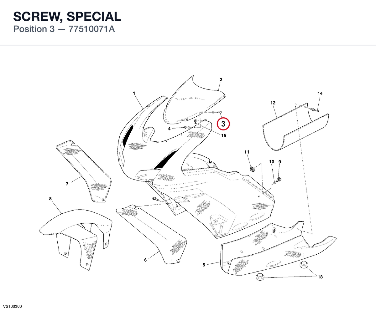 SCREW, SPECIAL 77510071A diagram position