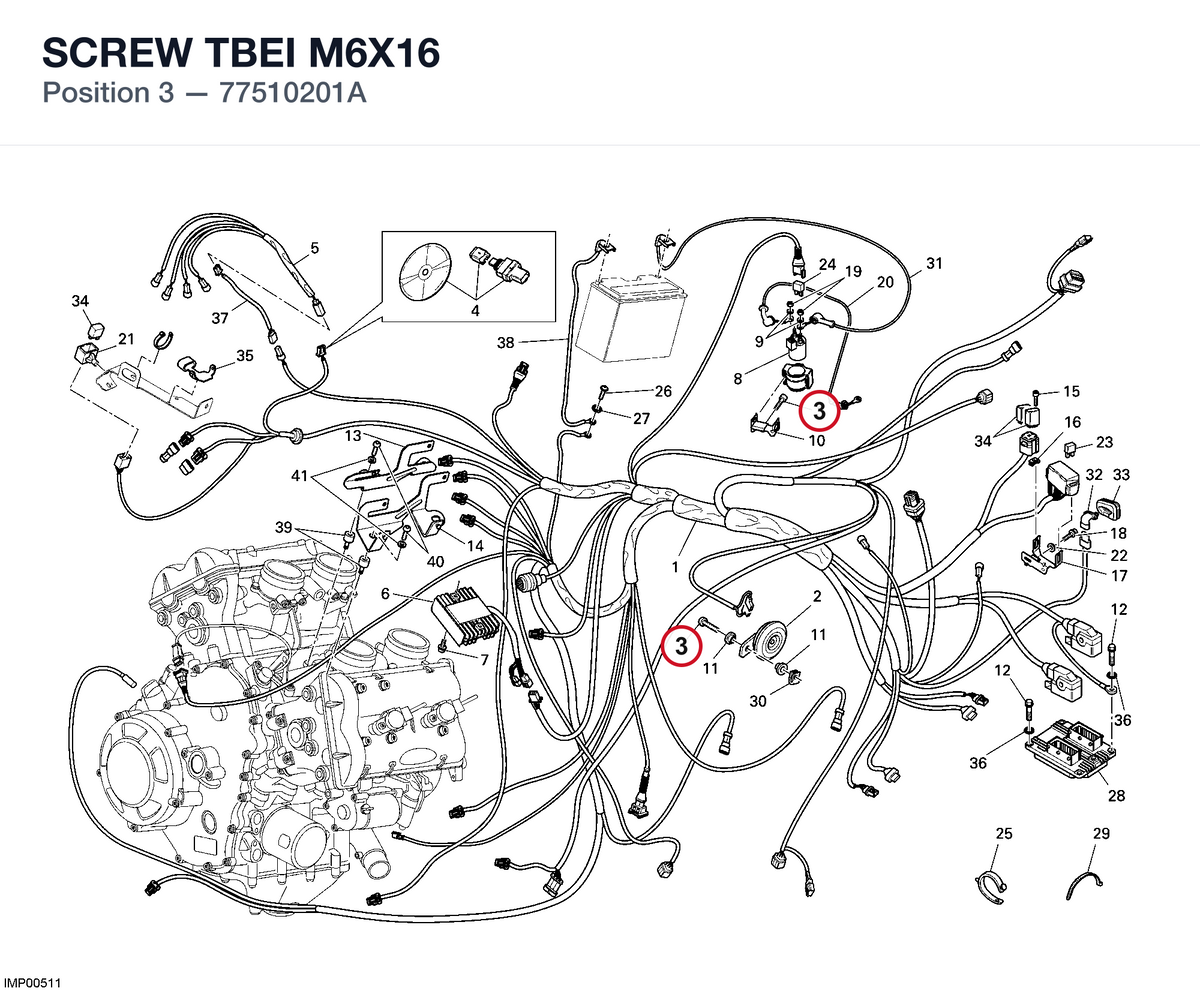 SCREW TBEI M6X16 77510201A diagram position