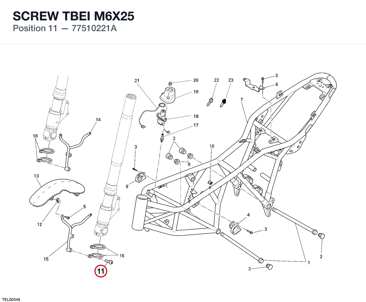 SCREW TBEI M6X25 77510221A diagram position