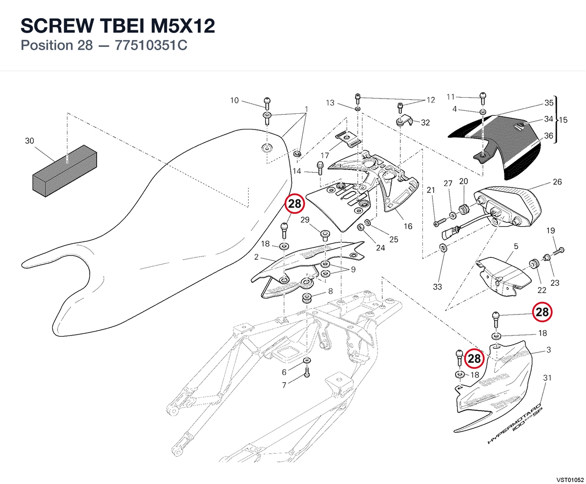 SCREW TBEI M5X12 77510351C diagram position