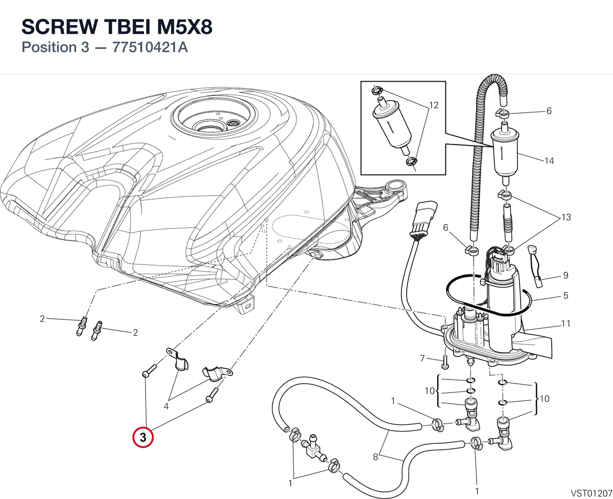SCREW TBEI M5X8 77510421A diagram position