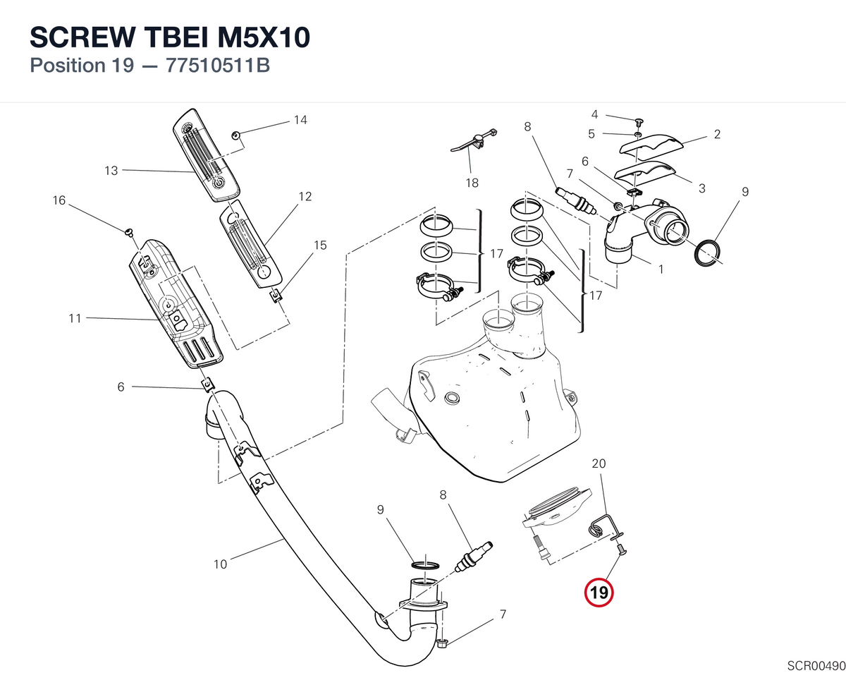 SCREW TBEI M5X10 77510511B diagram position