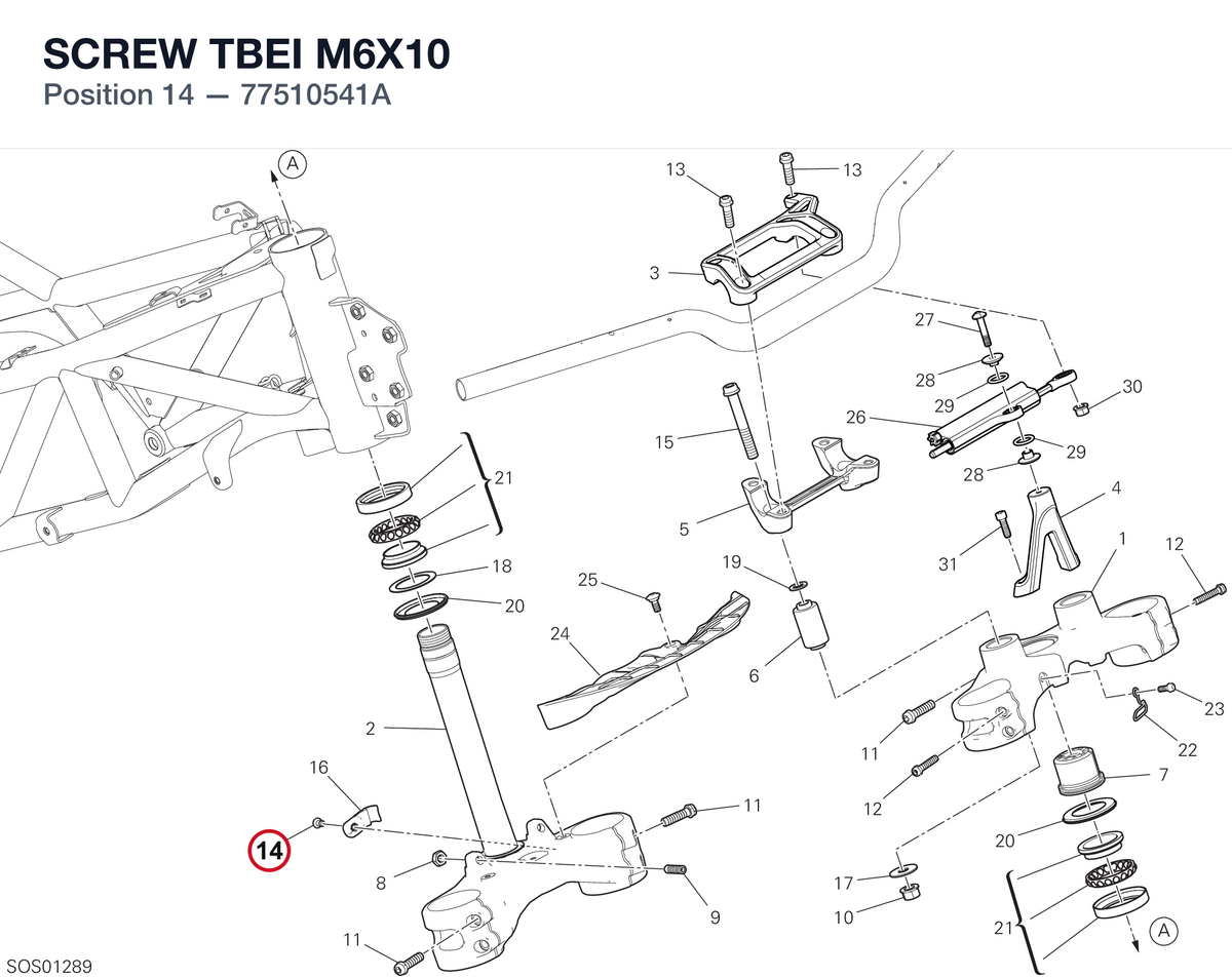 SCREW TBEI M6X10 77510541A diagram position