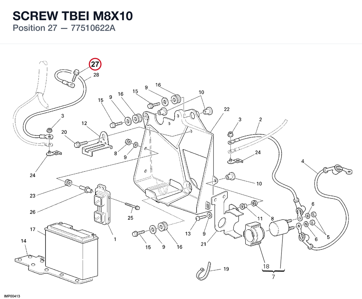 SCREW TBEI M8X10 77510622A diagram position