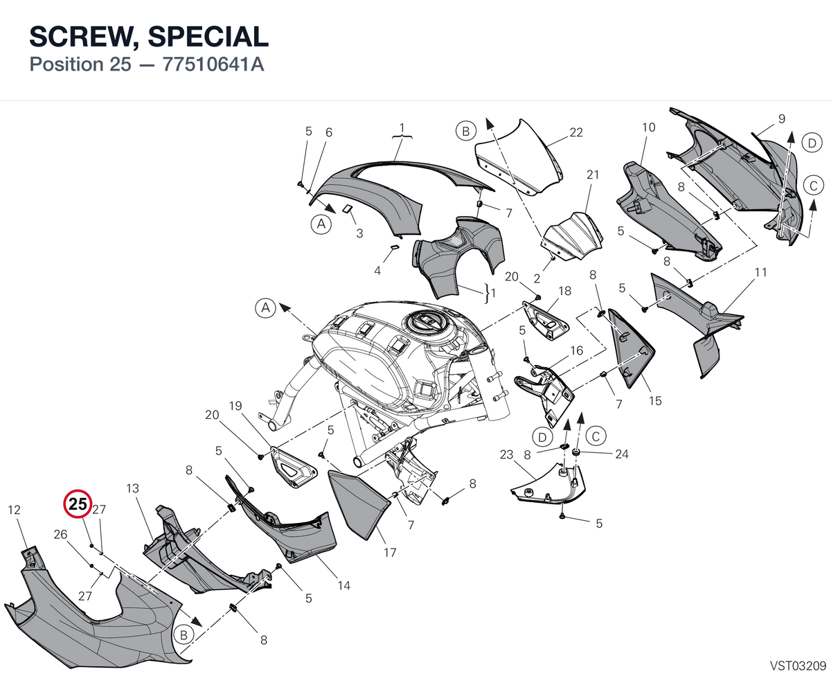SCREW, SPECIAL 77510641A diagram position