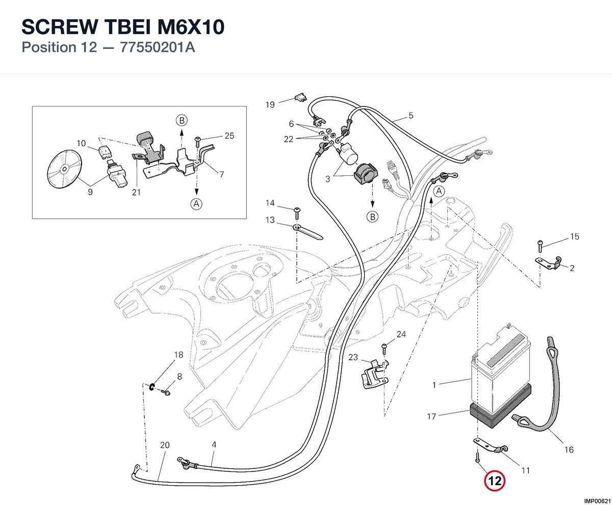 SCREW TBEI M6X10 77550201A diagram position