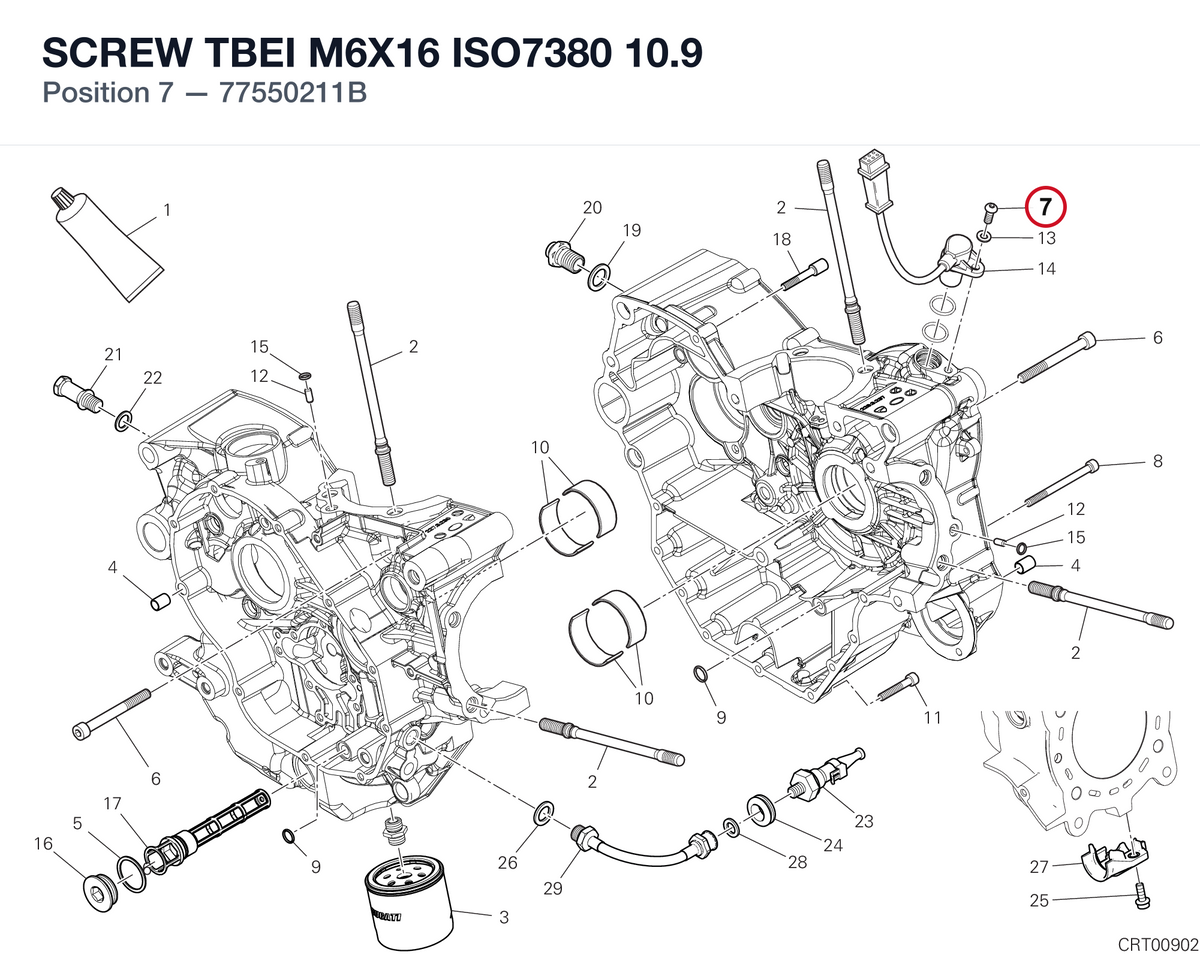 SCREW TBEI M6X16 ISO7380 10.9 77550211B diagram position
