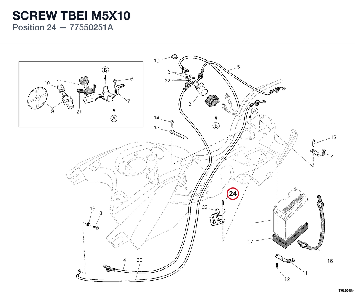 SCREW TBEI M5X10 77550251A diagram position