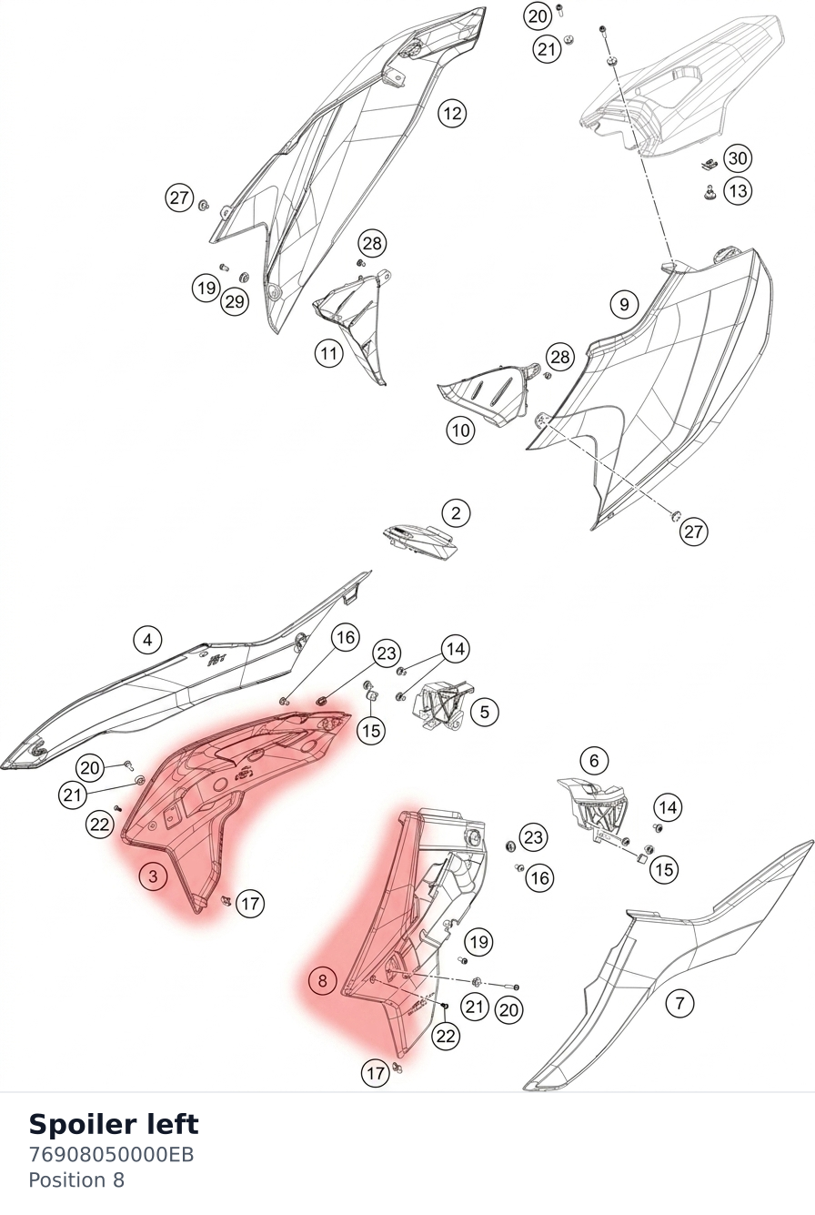 Diagram preview: Spoiler left (76908050000EB)
