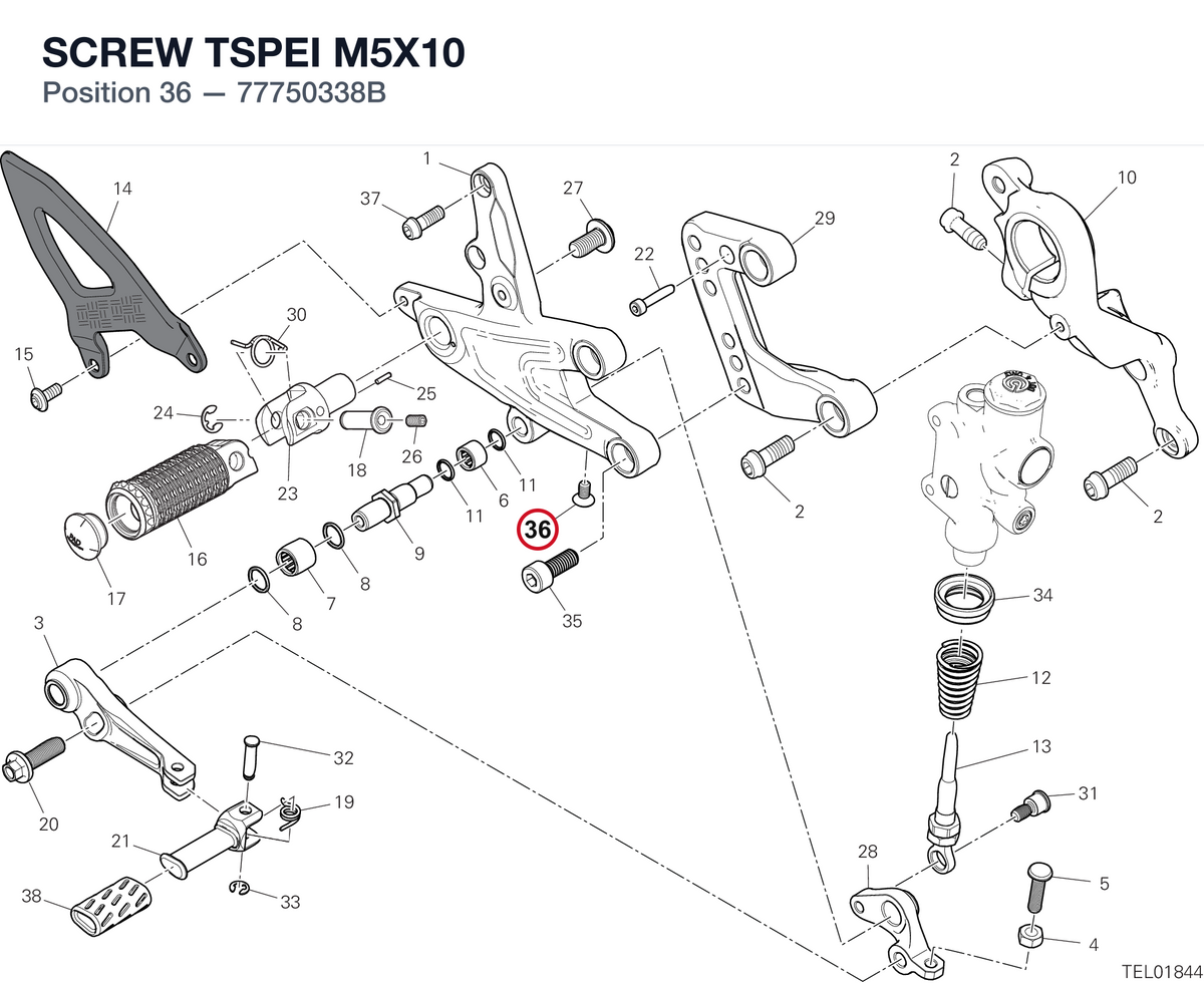 SCREW TSPEI M5X10 77750338B diagram position