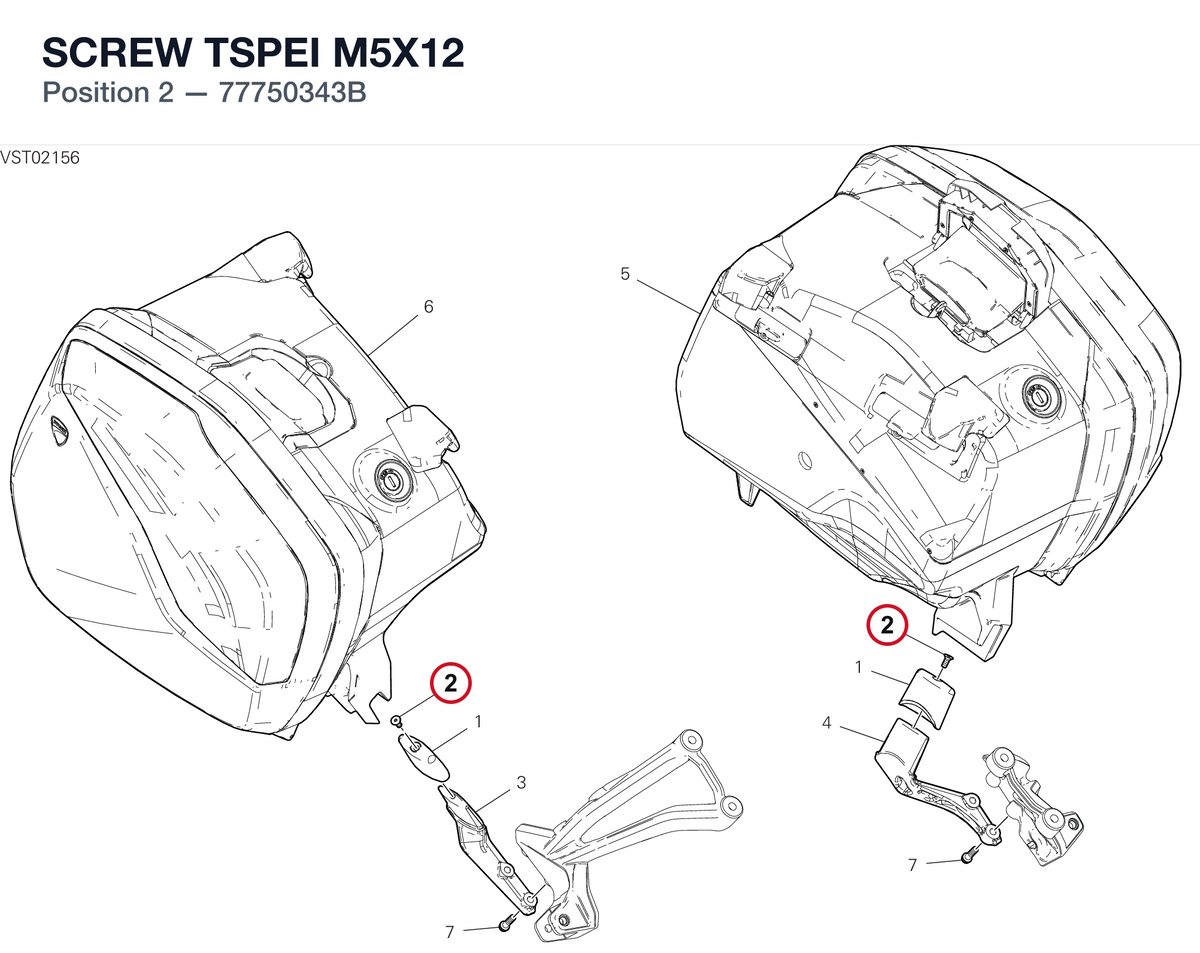 SCREW TSPEI M5X12 77750343B diagram position