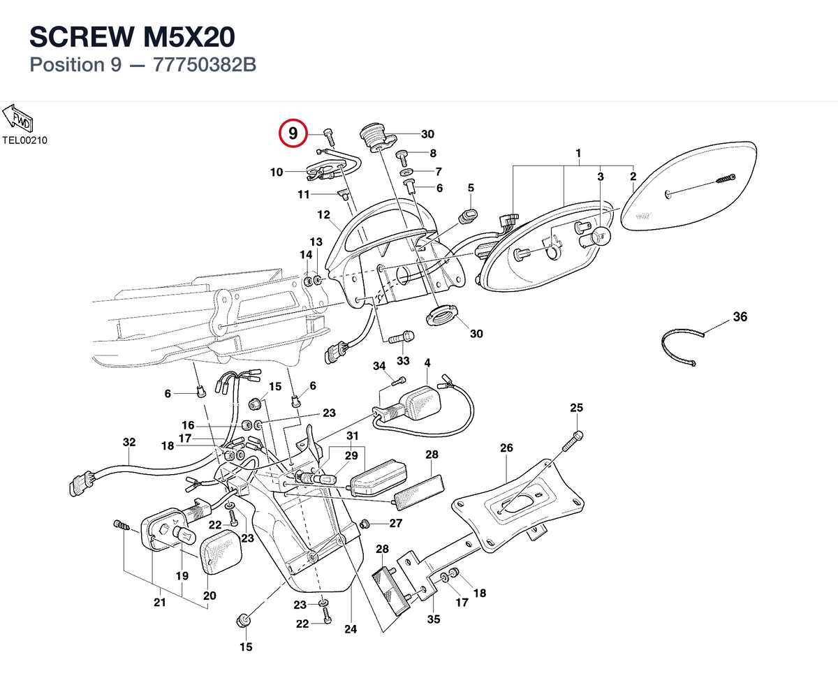 SCREW M5X20 77750382B diagram position