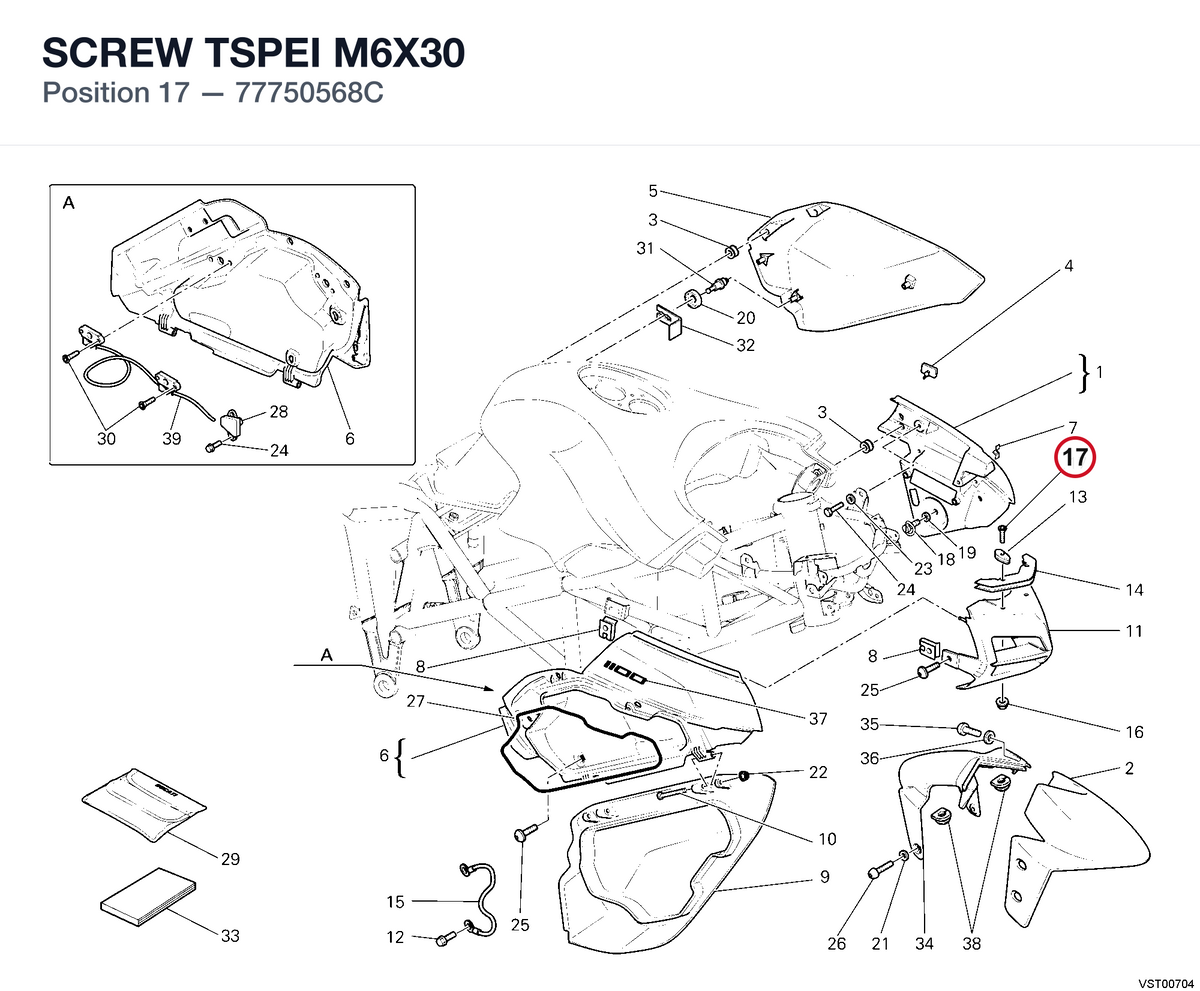 SCREW TSPEI M6X30 77750568C diagram position