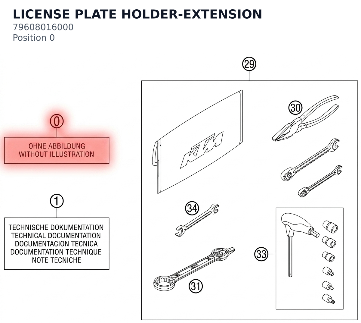Diagram preview: LICENSE PLATE HOLDER-EXTENSION (79608016000)