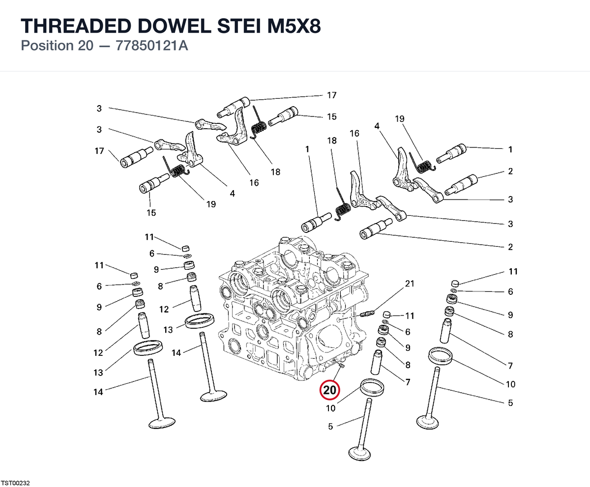 THREADED DOWEL STEI M5X8 77850121A diagram position