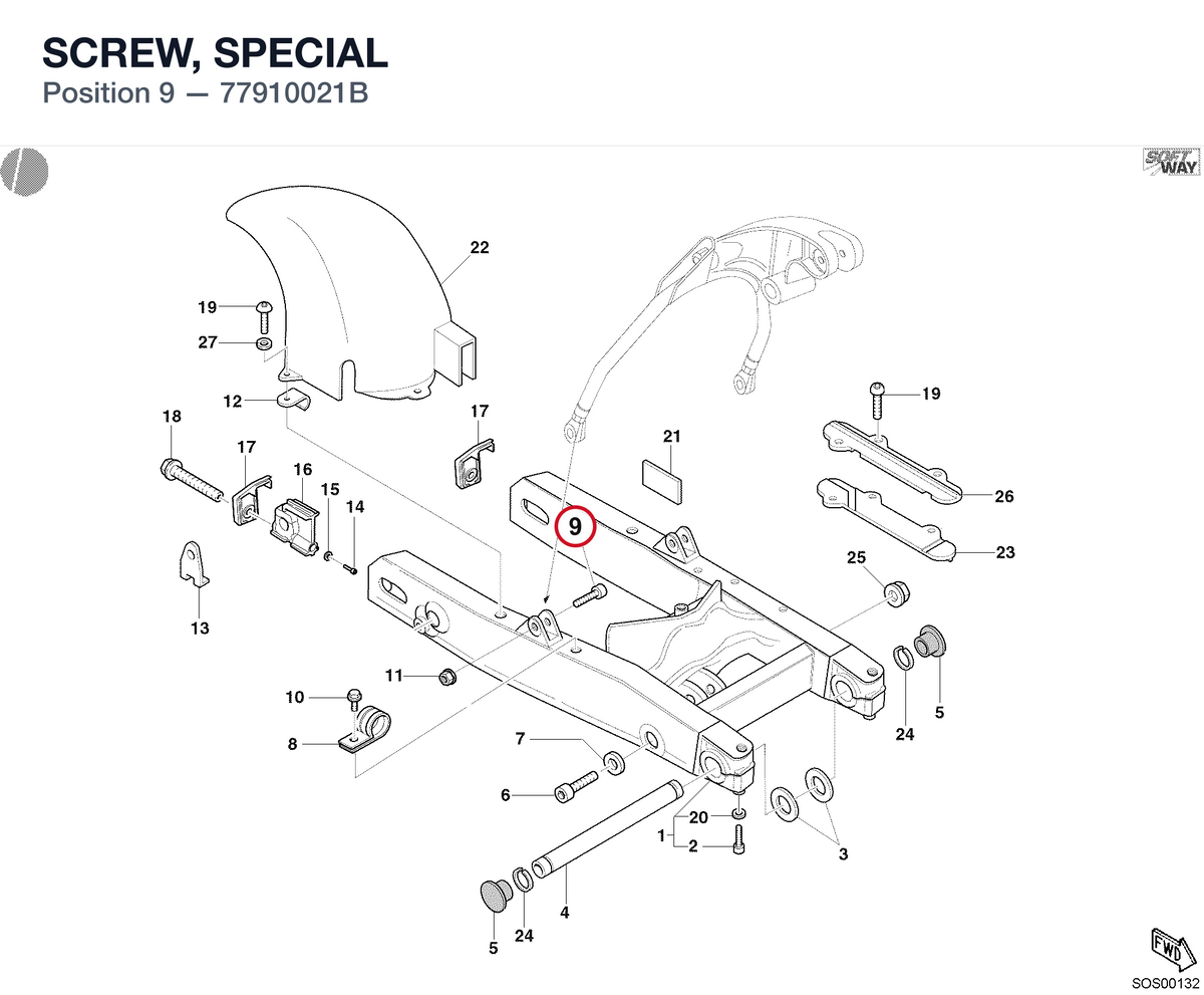 SCREW, SPECIAL 77910021B diagram position