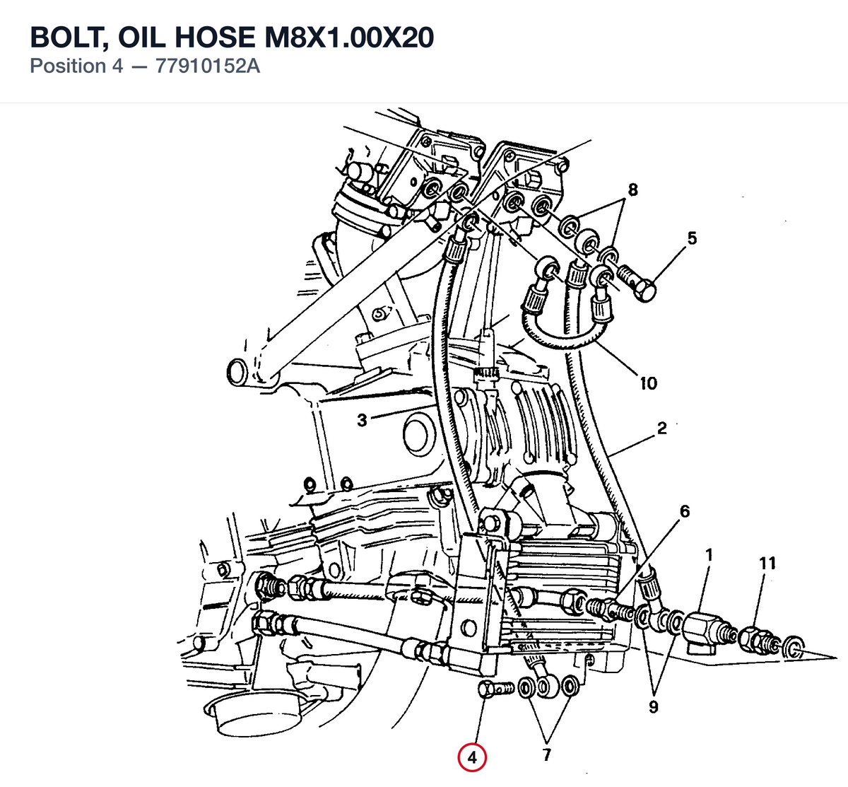 BOLT, OIL HOSE M8X1.00X20