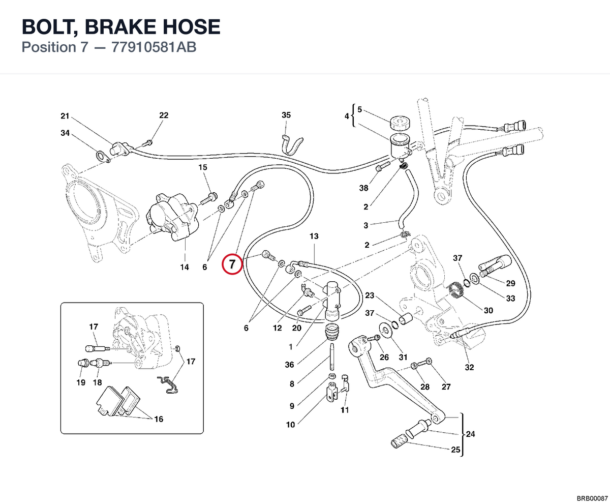 BOLT, BRAKE HOSE 77910581AB diagram position