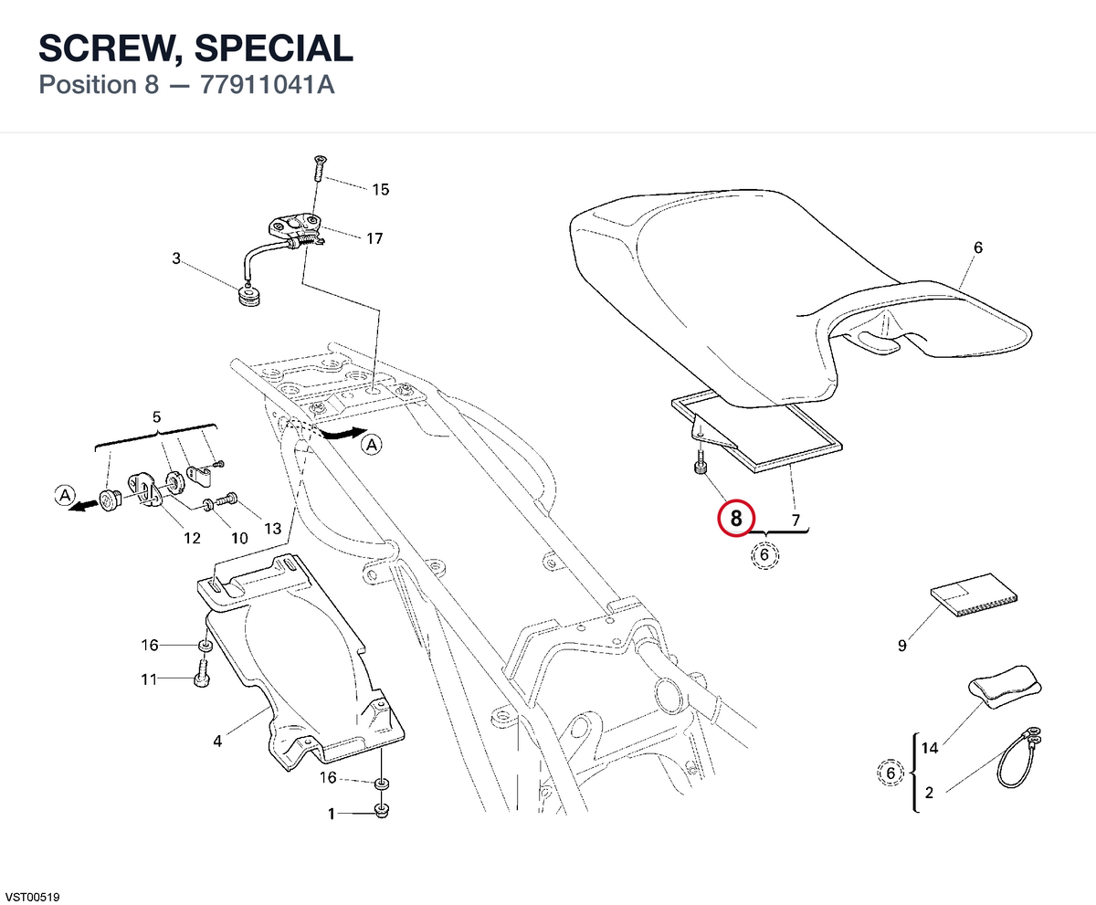 SCREW, SPECIAL 77911041A diagram position