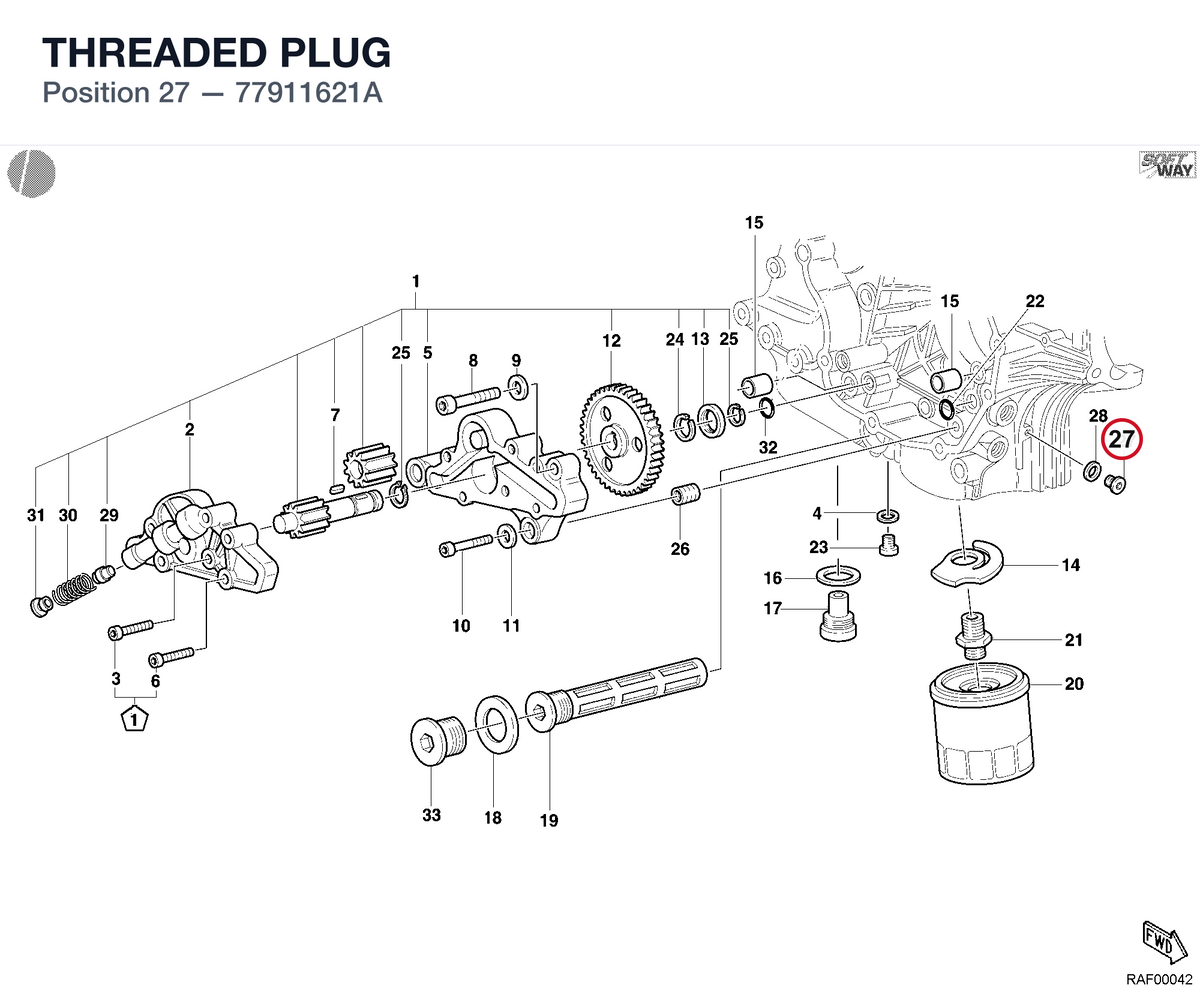 THREADED PLUG 77911621A diagram position
