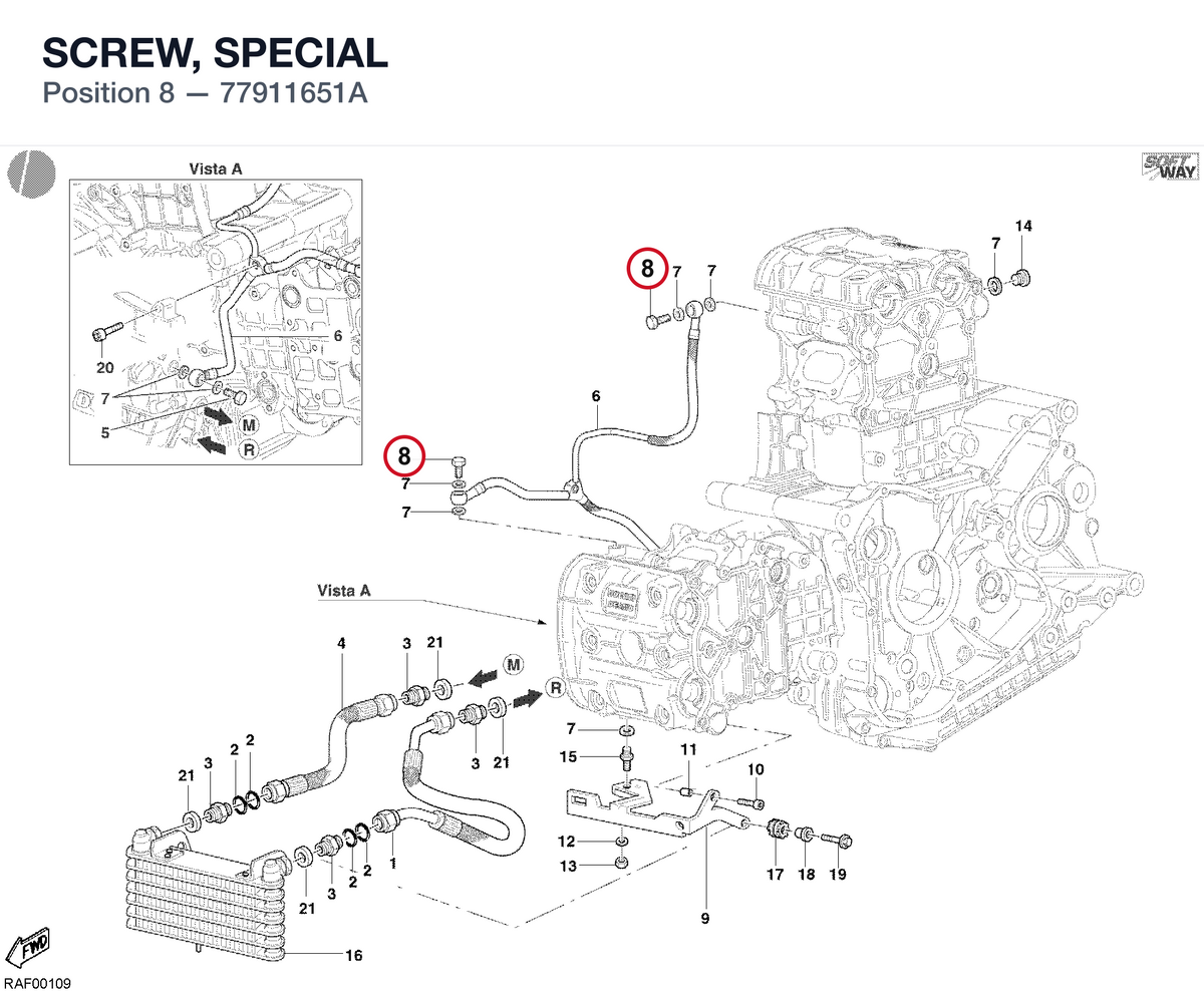 SCREW, SPECIAL 77911651A diagram position
