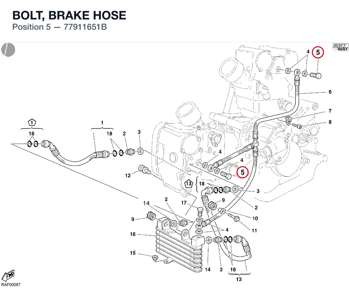 BOLT, BRAKE HOSE 77911651B diagram position
