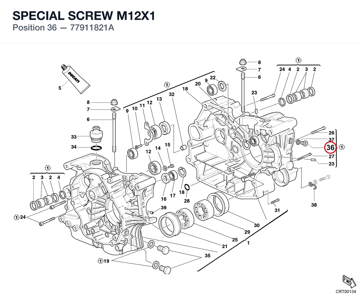 SPECIAL SCREW M12X1 77911821A diagram position