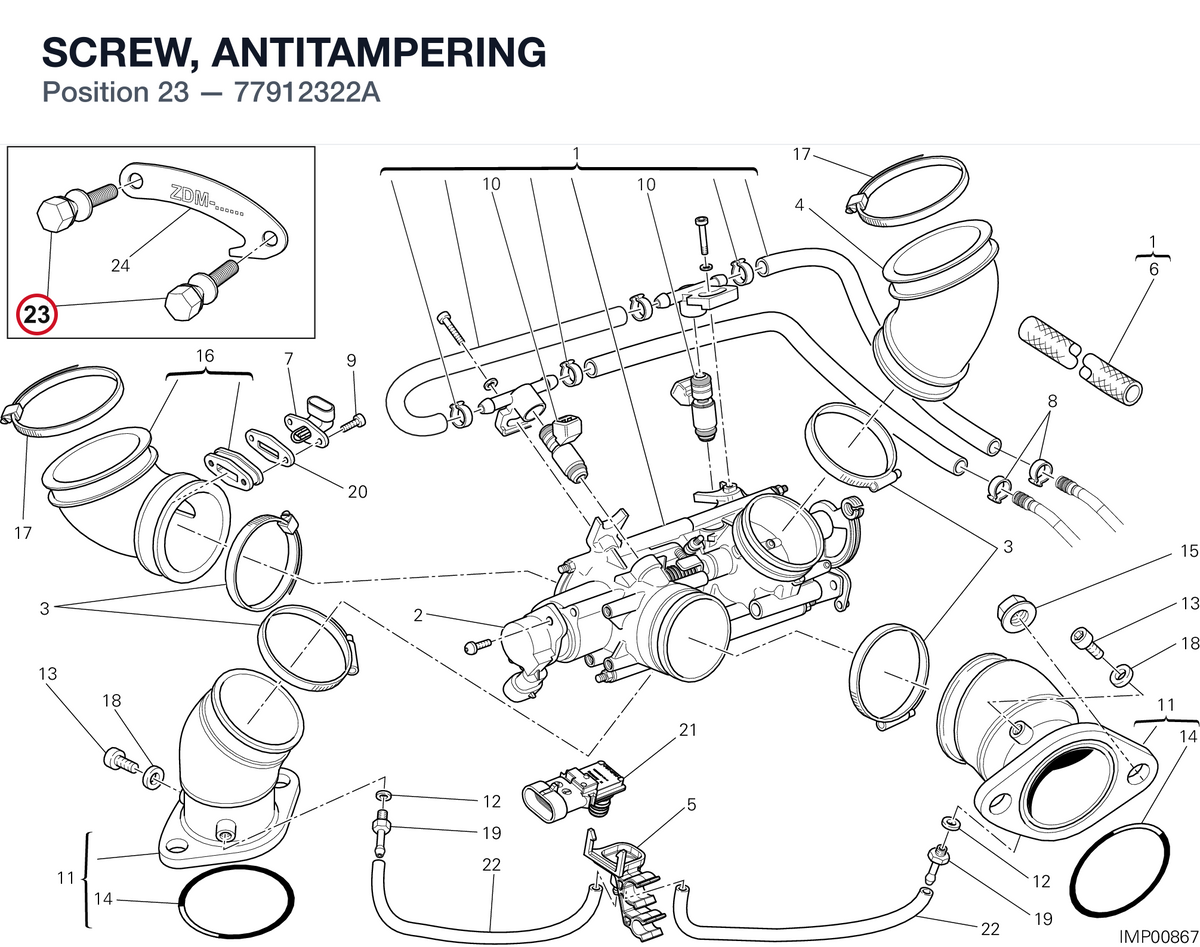SCREW, ANTITAMPERING 77912322A diagram position