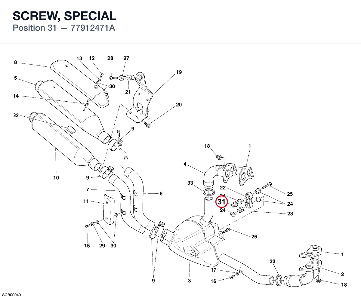 SCREW, SPECIAL 77912471A diagram position