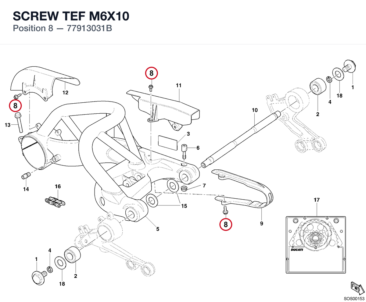SCREW TEF M6X10 77913031B diagram position