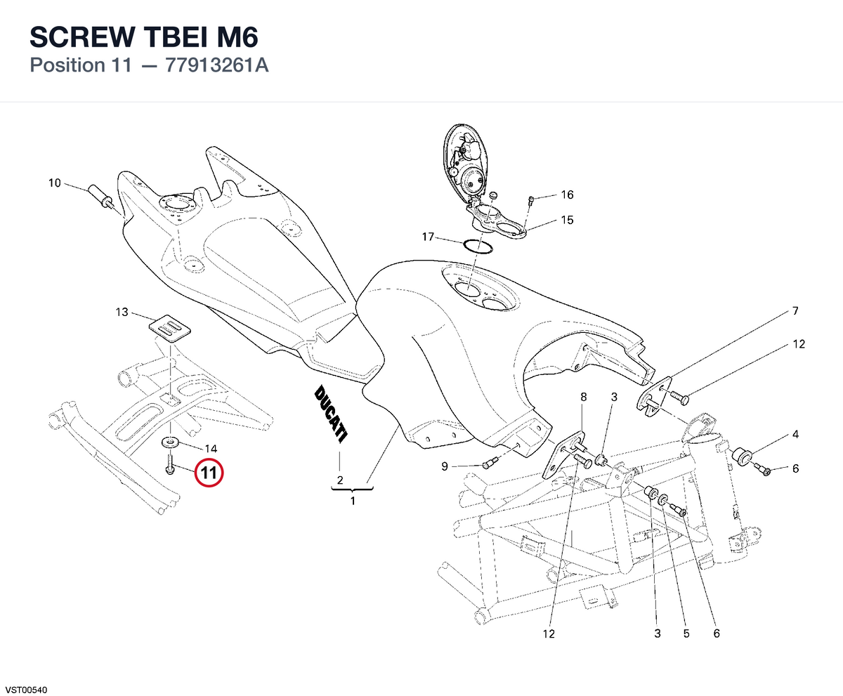 SCREW TBEI M6 77913261A diagram position