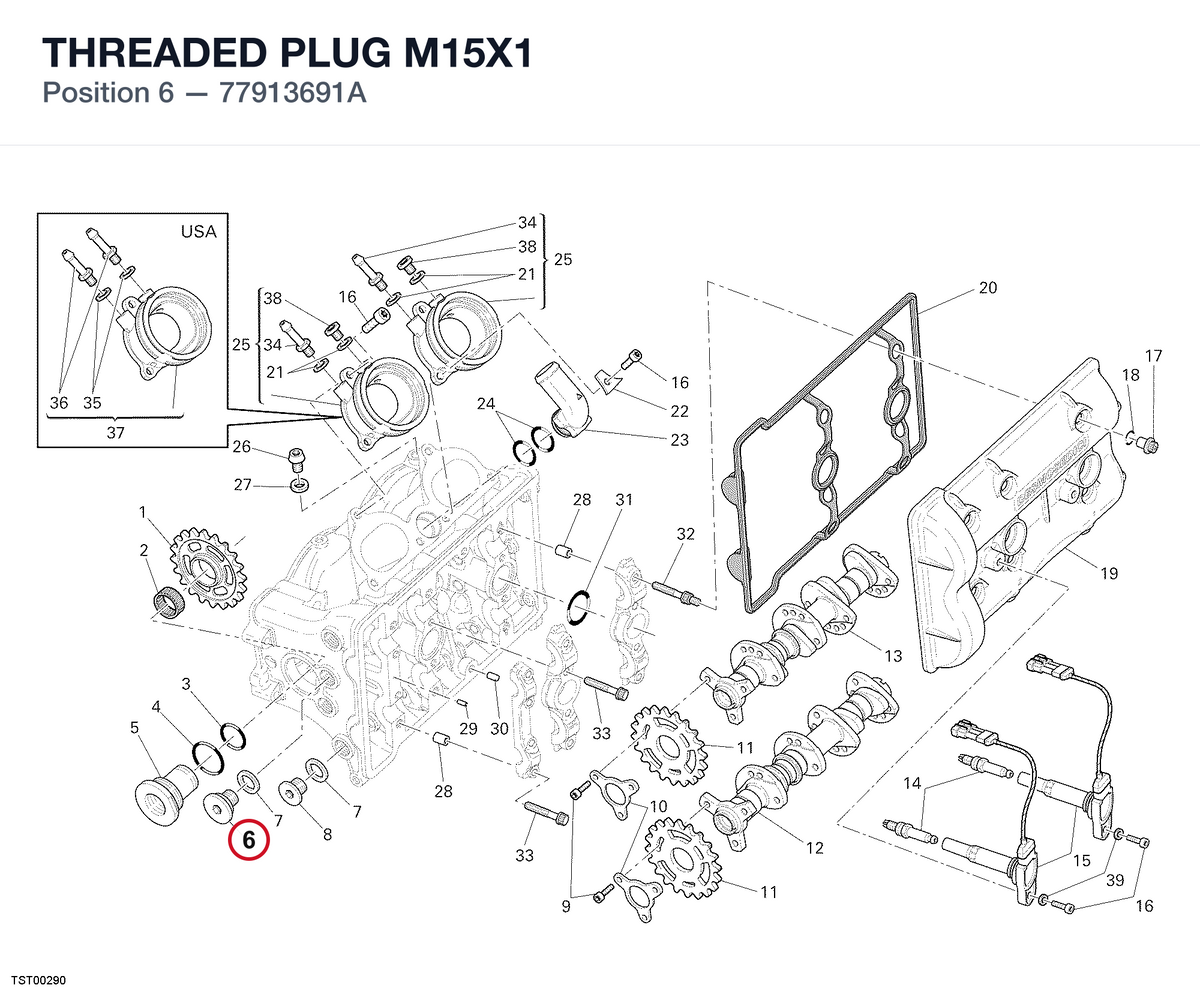 THREADED PLUG M15X1 77913691A diagram position