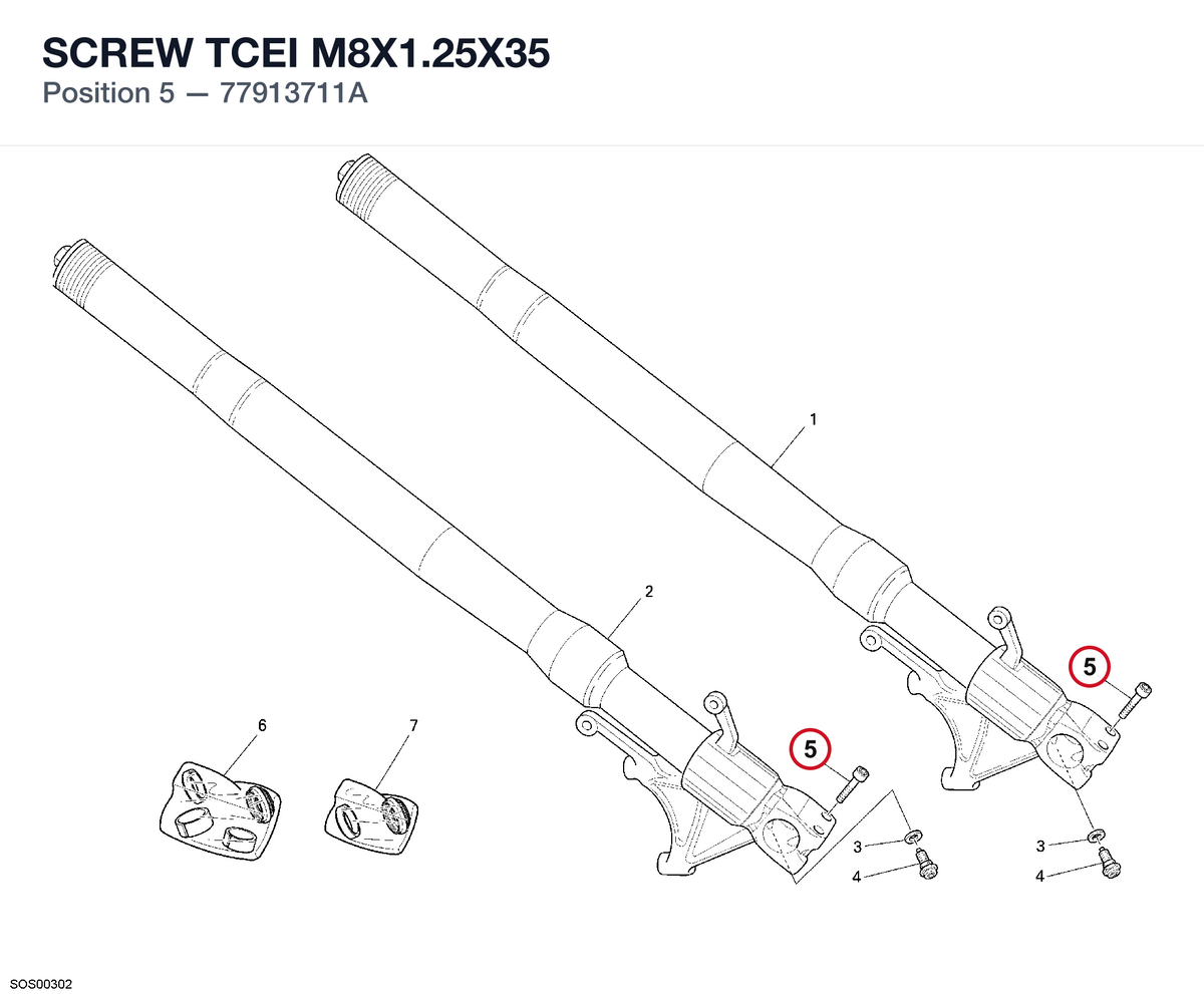 SCREW TCEI M8X1.25X35 77913711A diagram position