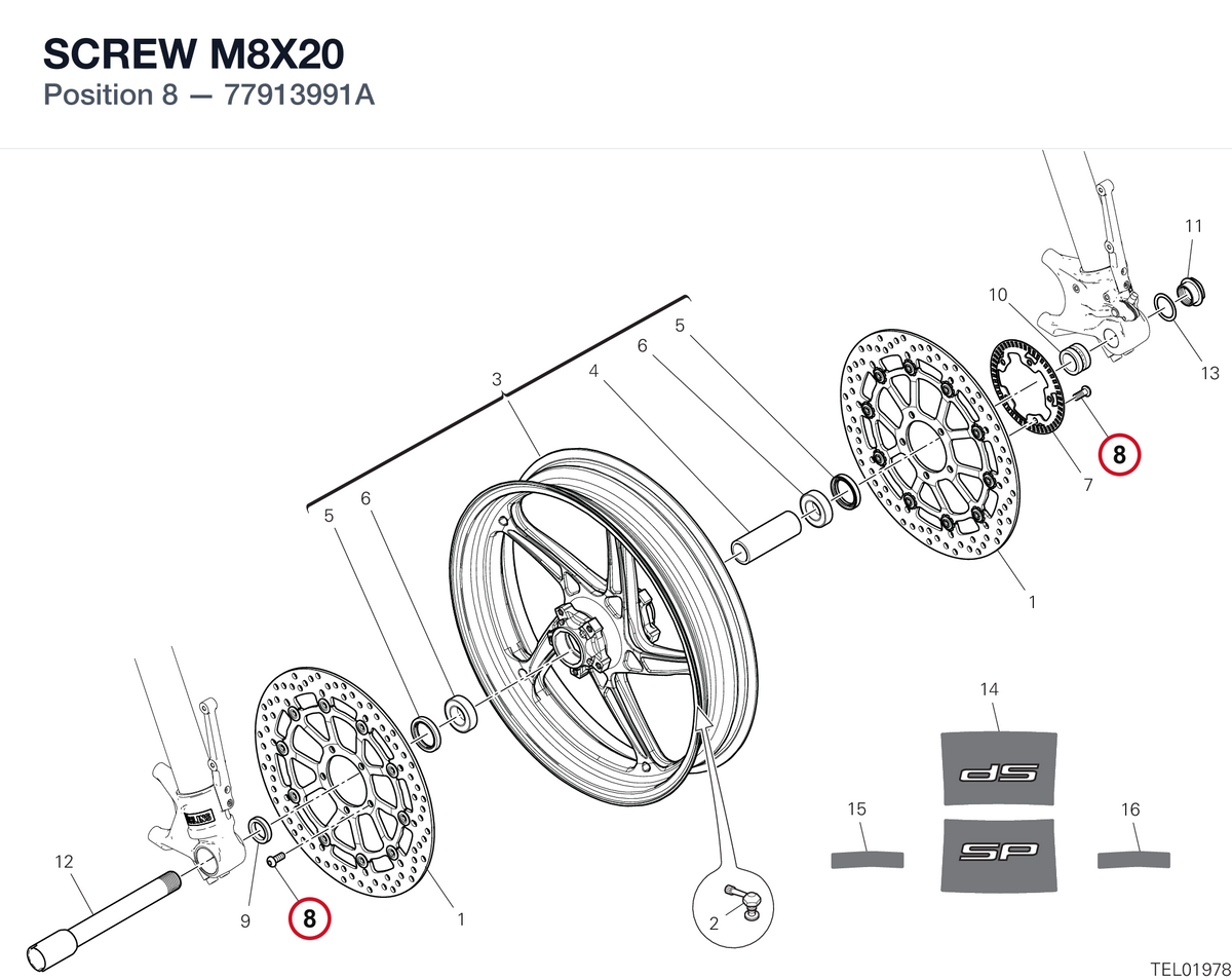 SCREW M8X20 77913991A diagram position