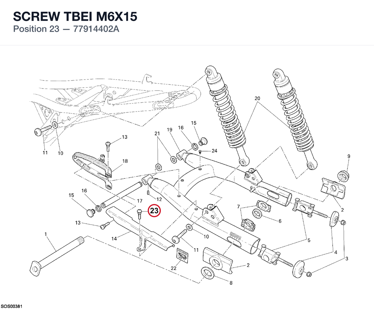 SCREW TBEI M6X15 77914402A diagram position