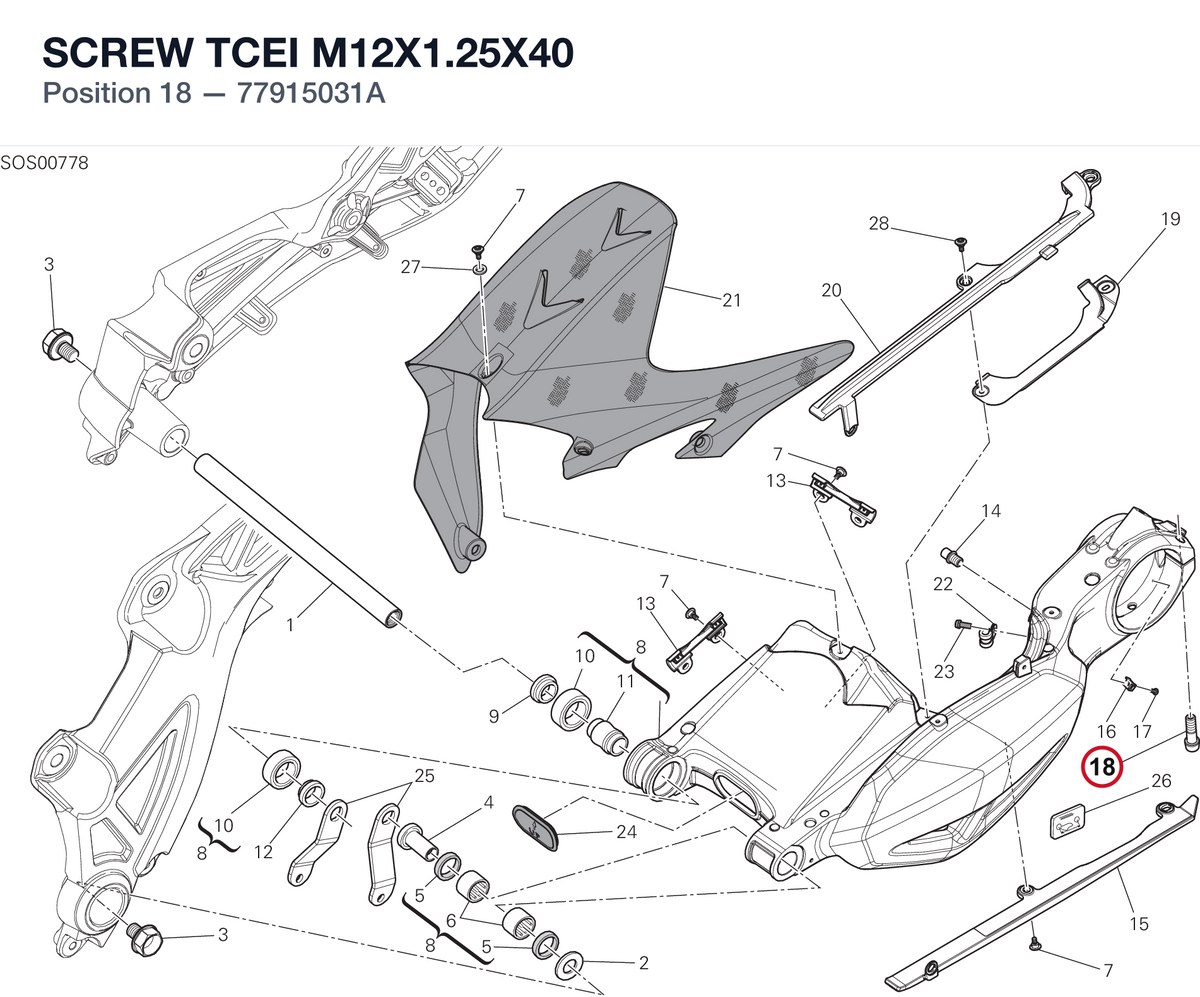 SCREW TCEI M12X1.25X40 77915031A diagram position