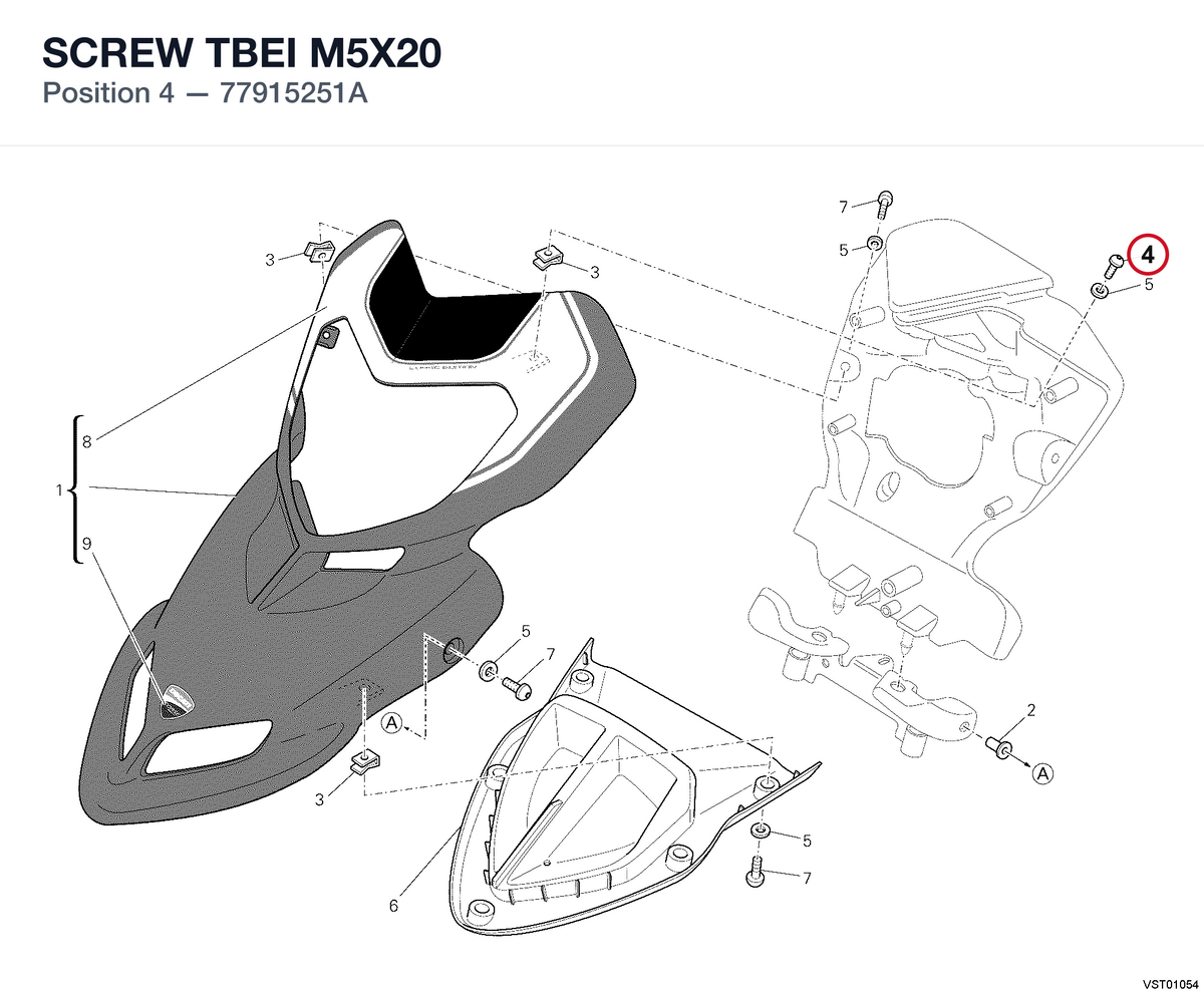 SCREW TBEI M5X20 77915251A diagram position