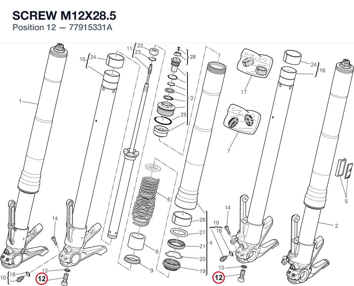 SCREW M12X28.5 77915331A diagram position