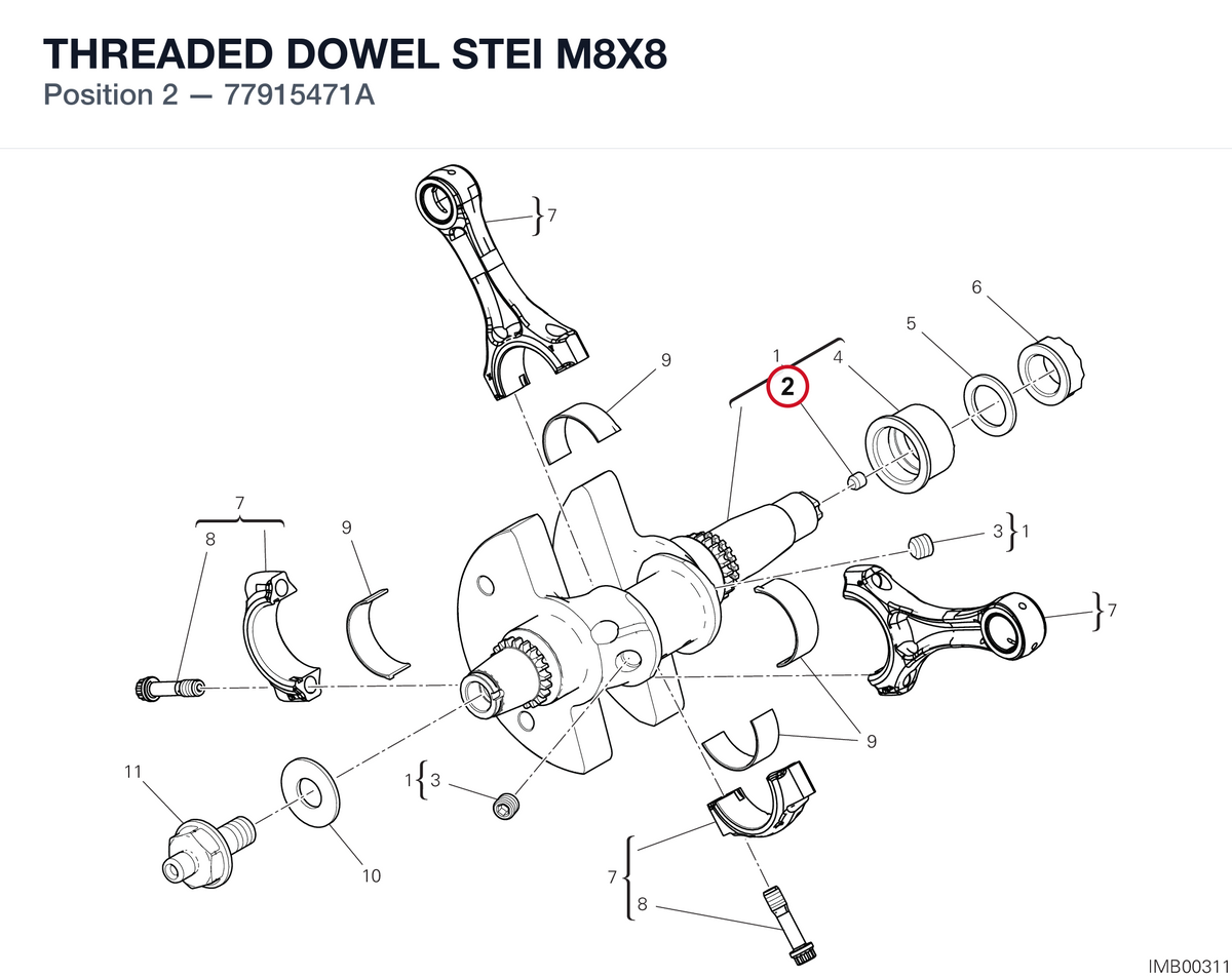 THREADED DOWEL STEI M8X8 77915471A diagram position