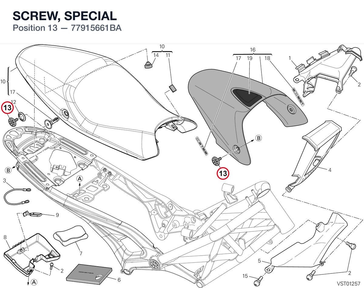 SCREW, SPECIAL 77915661BA diagram position