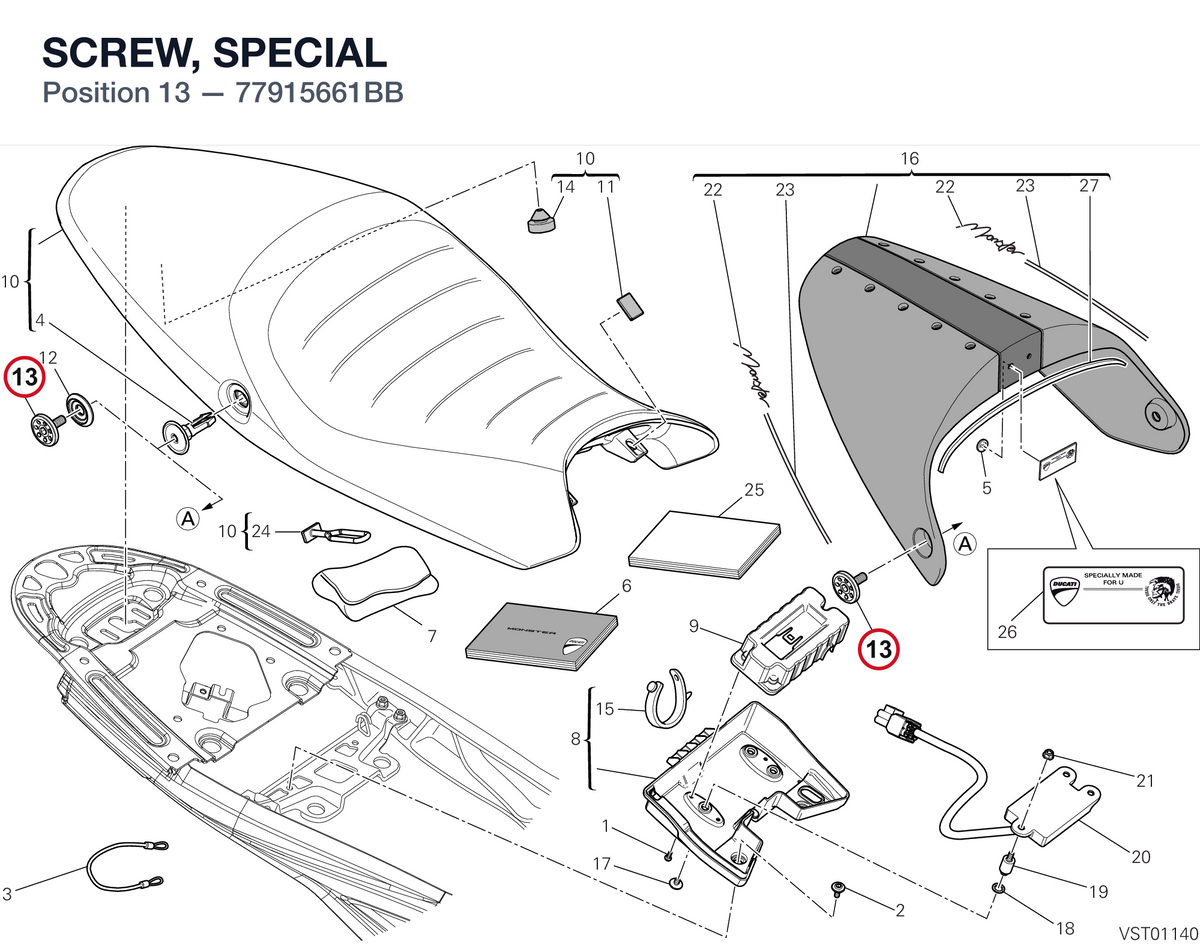 SCREW, SPECIAL 77915661BB diagram position